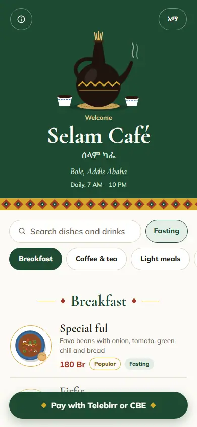 Tibeb · See a live menu